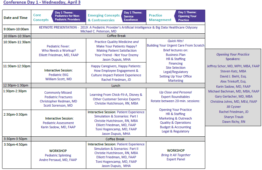 course schedule pediatric urgent